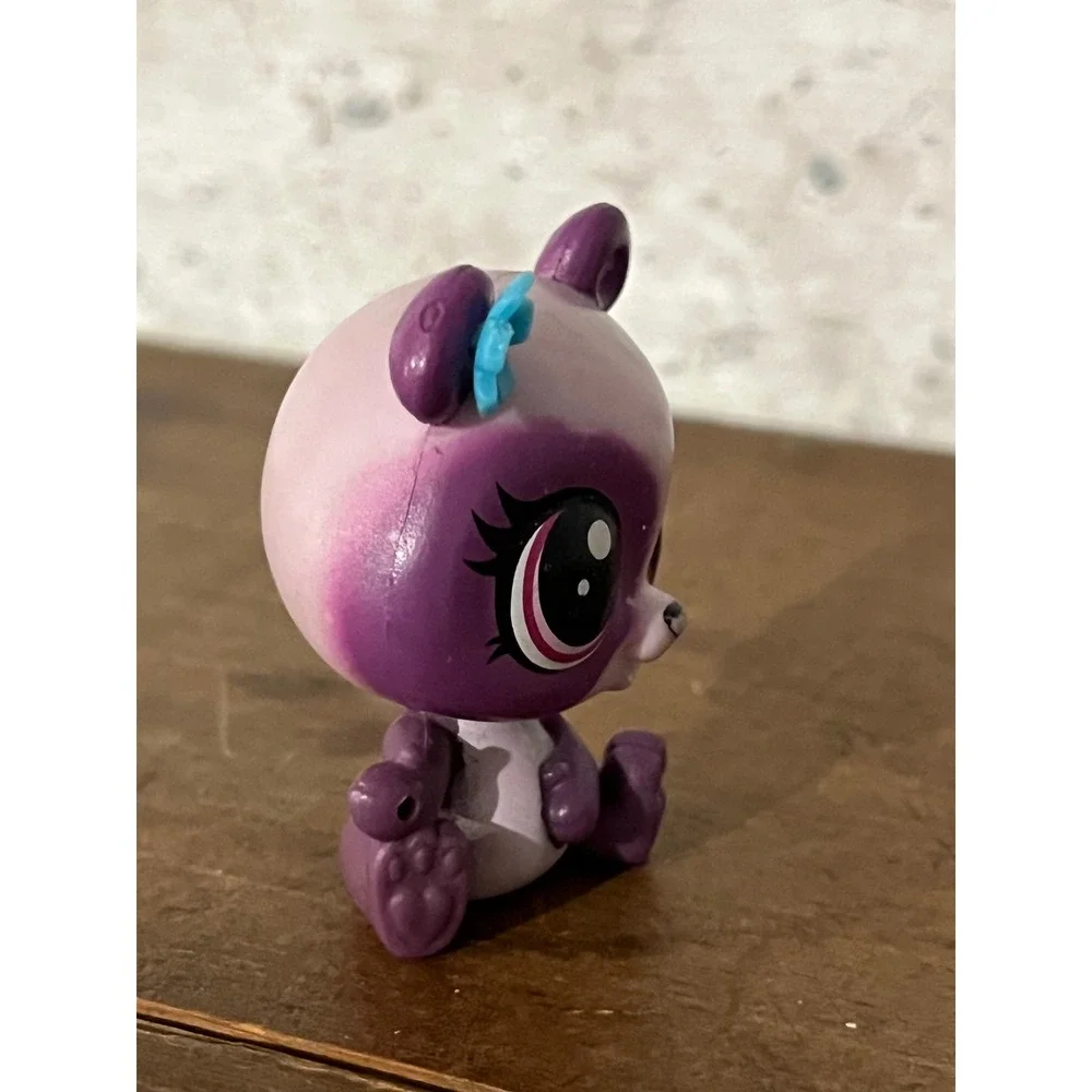 Littlest Pet Shop LPS #3557 Purple Penny Ling Panda Pink Eyes Blue Flower - Picture 2 of 5
